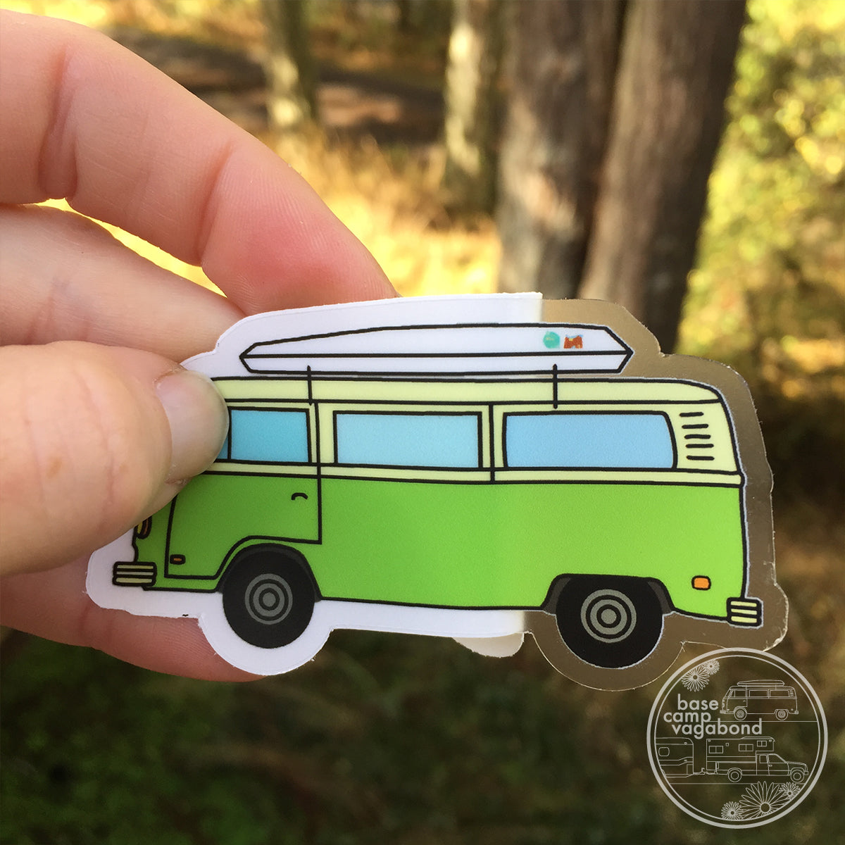 Green VW Bus sticker basecampvagabond